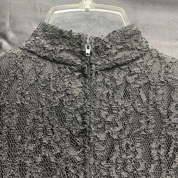 Vintage NWT Gloria Black Lace Beaded Fringe Sheer Torso Long Dress Sz XL - Picture 7 of 9